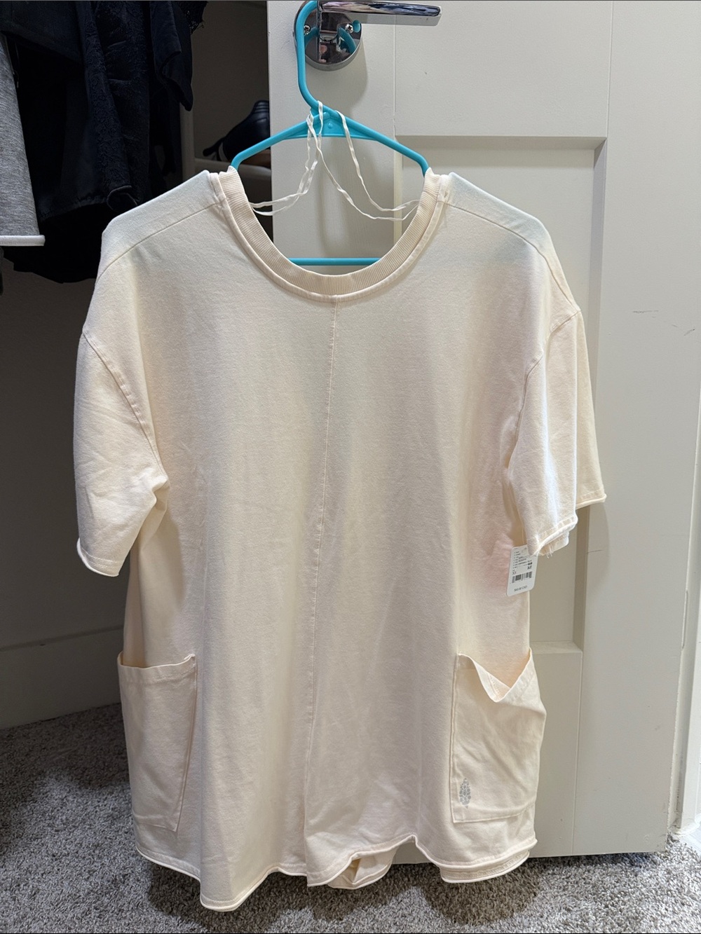 Free People Cream Short Sleeve Pocket Romper
